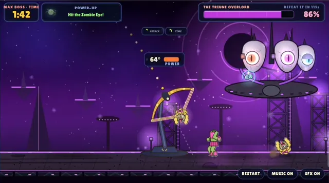 Gameplay: boss battle against The Triune Overlord